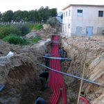 Allacciamento linea elettrica effettuato con argano tiracavi idraulico